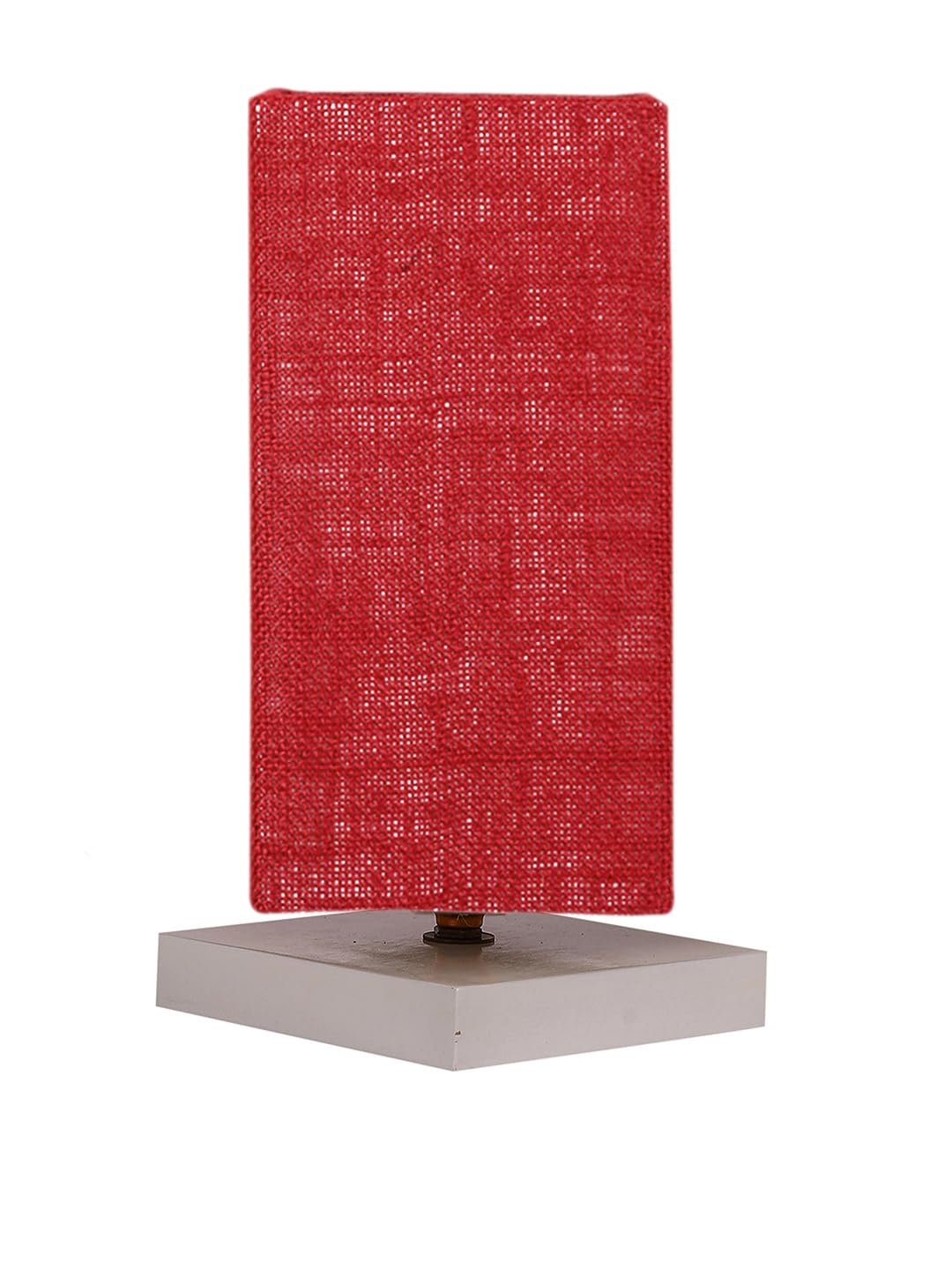 Square Maroon Jute Table lamp with White Wood Base -51
