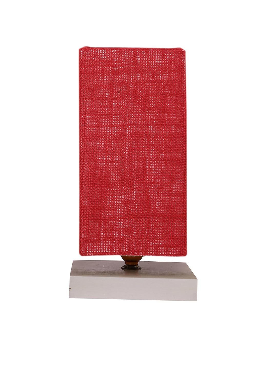 Square Maroon Jute Table lamp with White Wood Base -51
