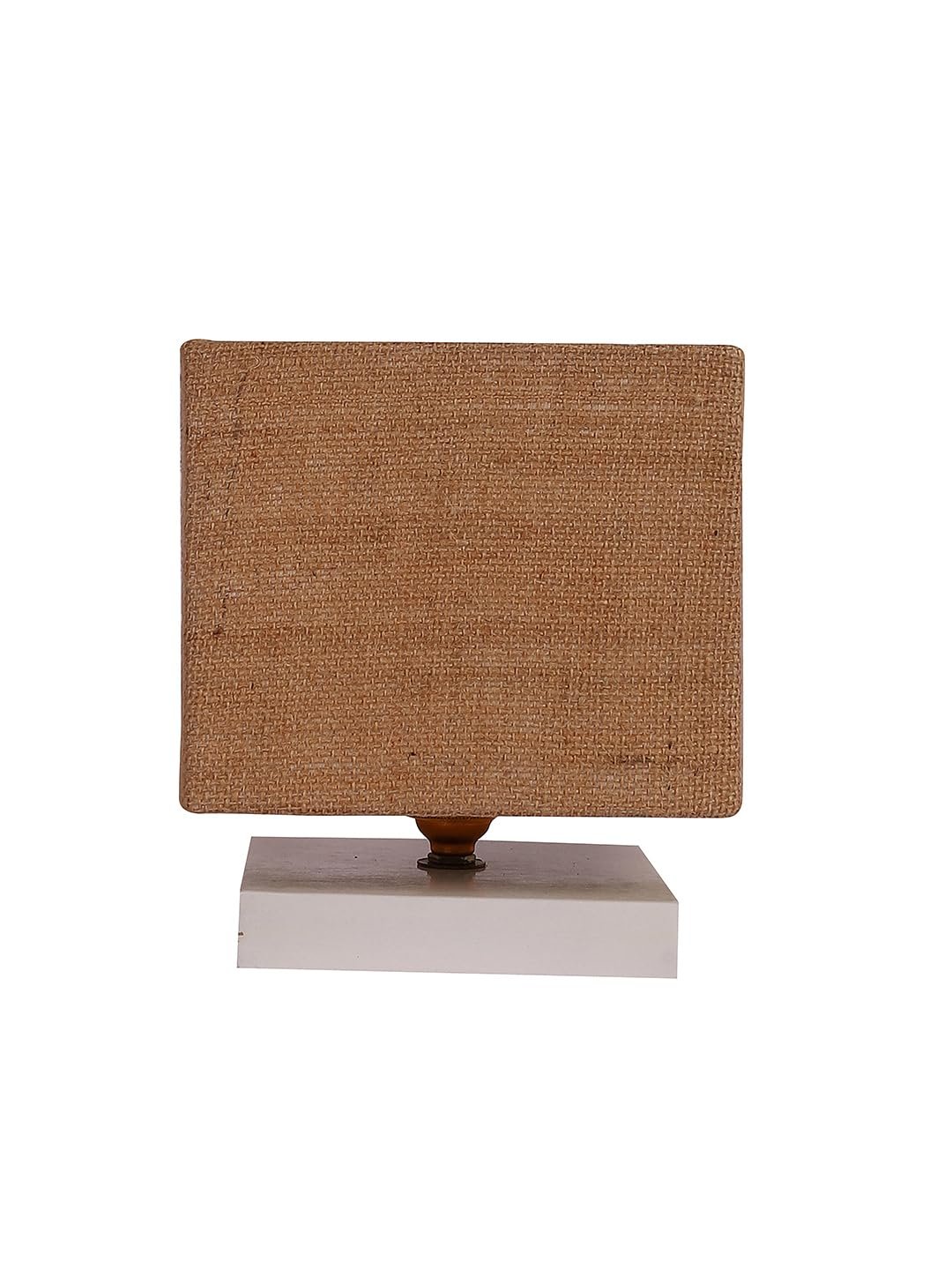 Square Beige Jute Table lamp with White Wood Base -64