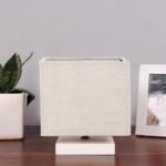 Square White Jute Table lamp with White Wood Base -65