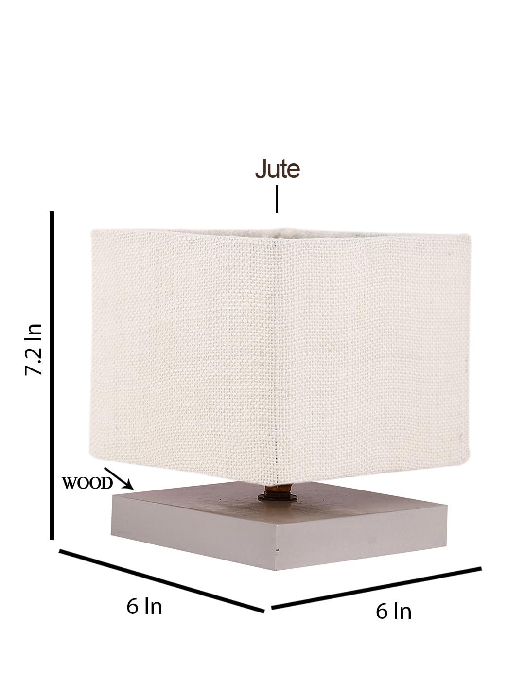 Square White Jute Table lamp with White Wood Base -65