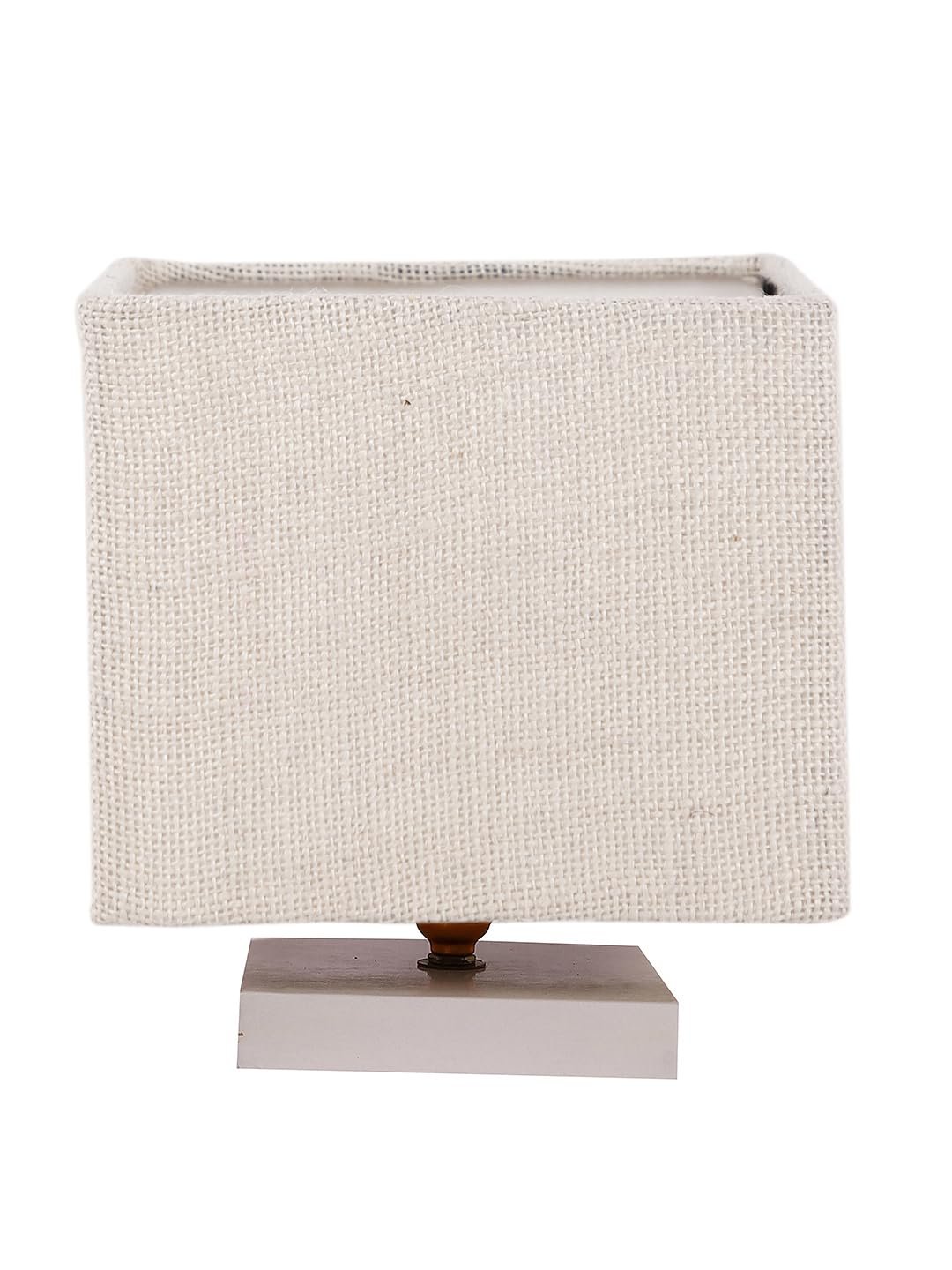 Square White Jute Table lamp with White Wood Base -65