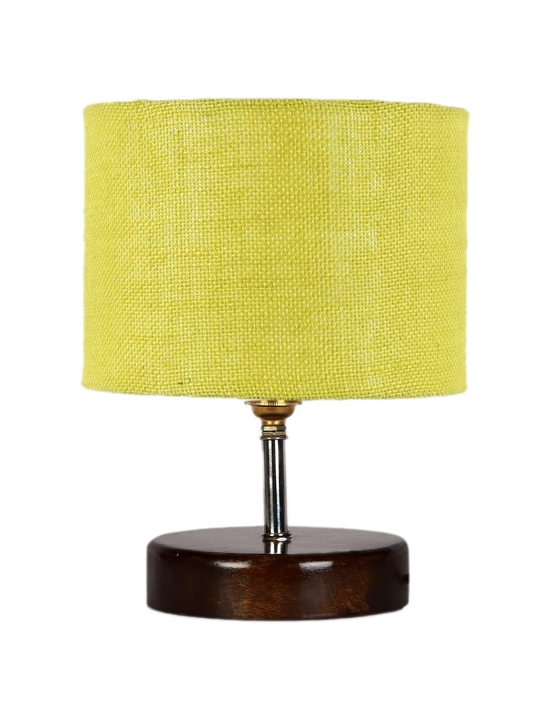 Yellow Jute Table Lamp with Brown Wood Base (YK103)