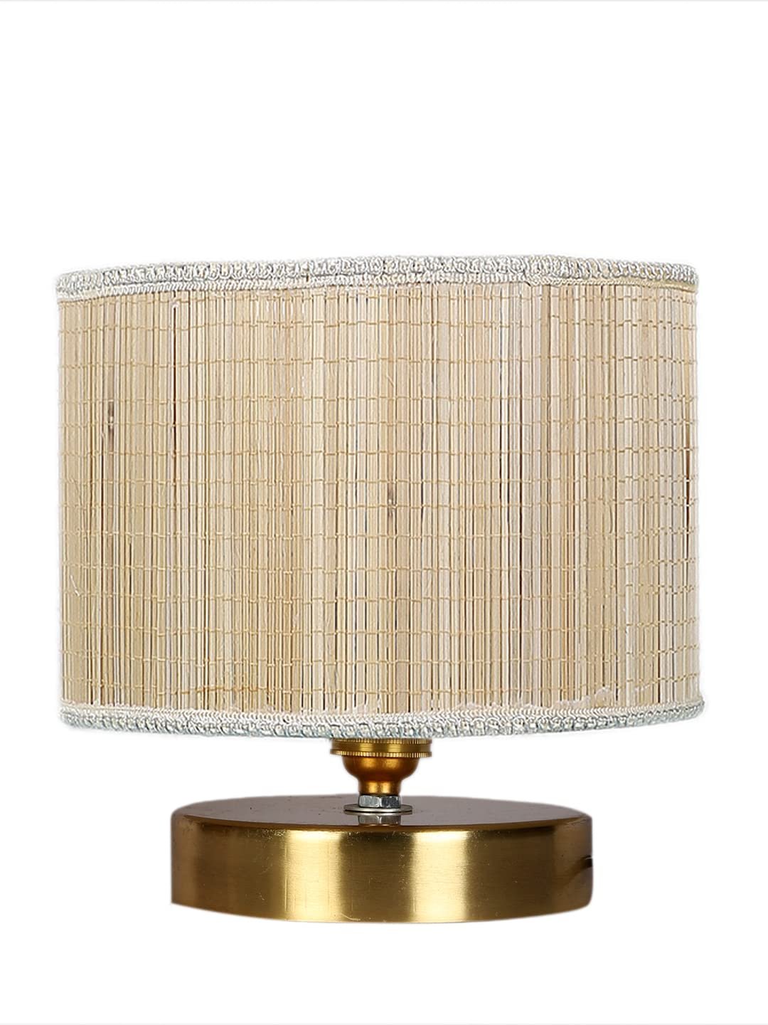 Round Bamboo Table lamp with Gold Wood Base