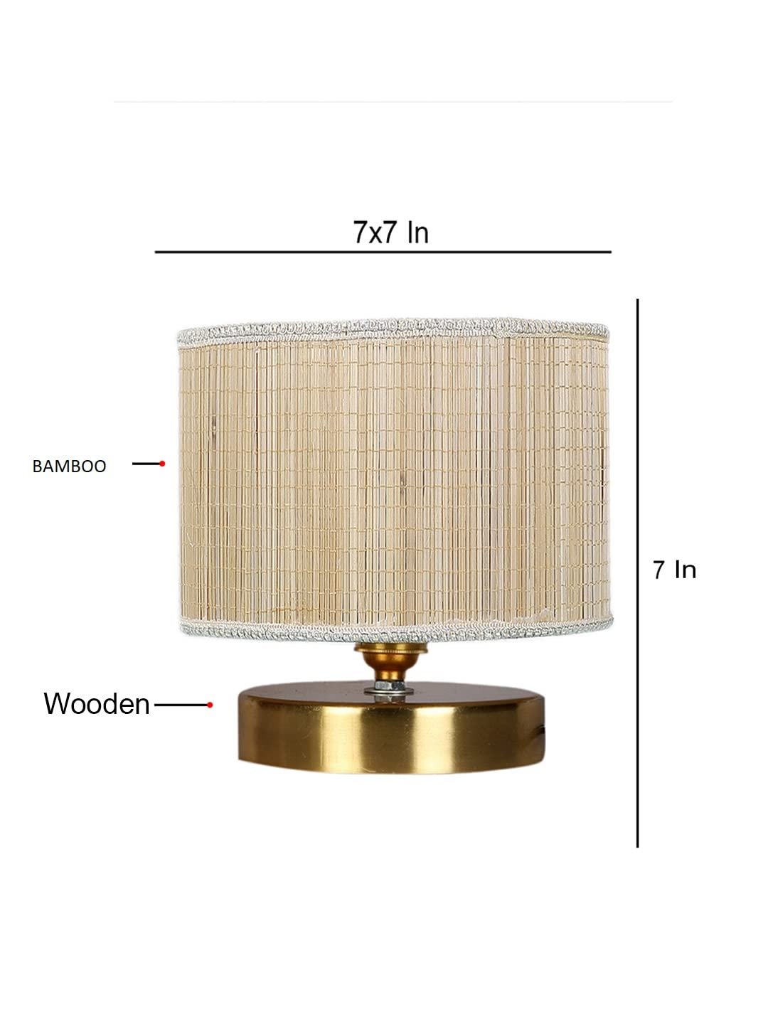 Round Bamboo Table lamp with Gold Wood Base