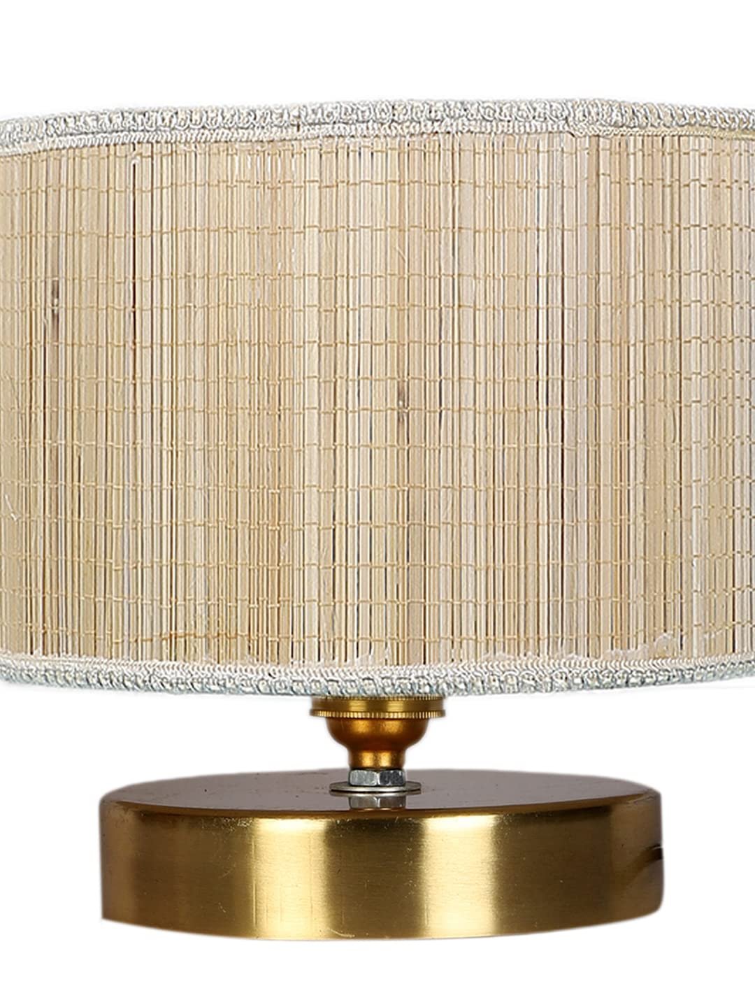 Round Bamboo Table lamp with Gold Wood Base