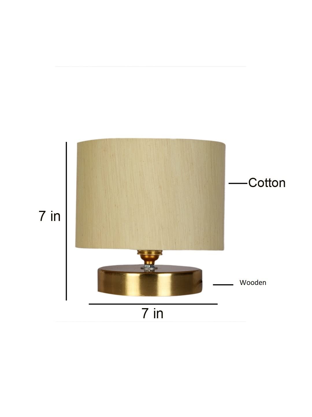 Off-White Cotton Table lamp with Gold Wood Base