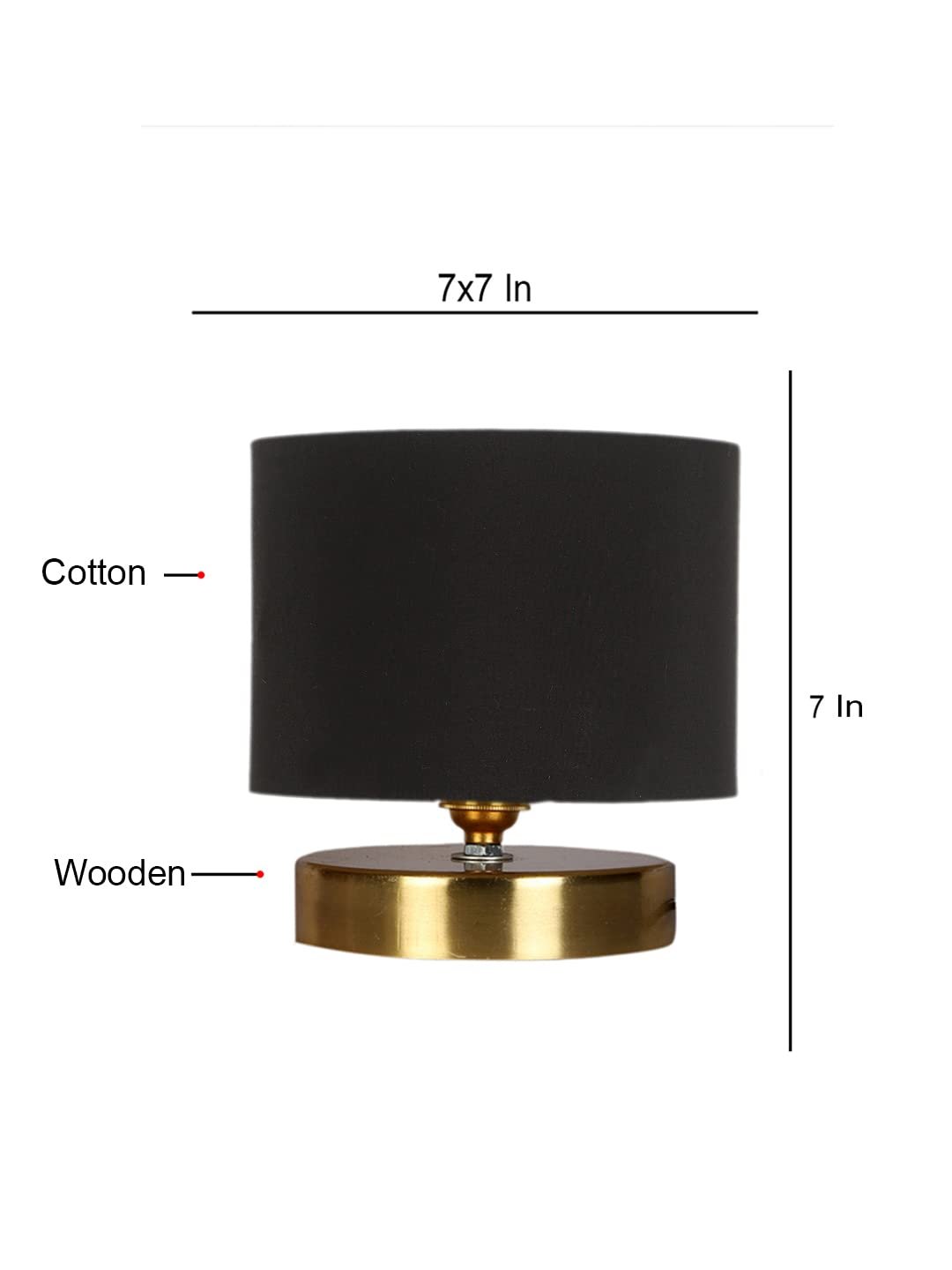 Black Cotton Table lamp with Gold Wood Base