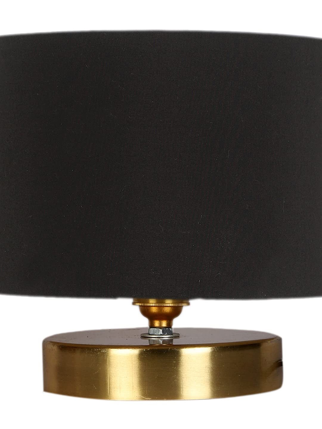 Black Cotton Table lamp with Gold Wood Base