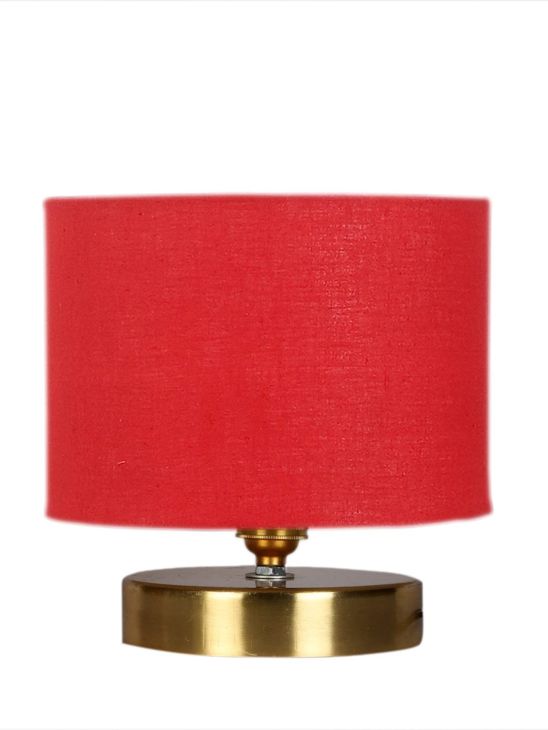 Red Cotton Table lamp with Gold Wood Base