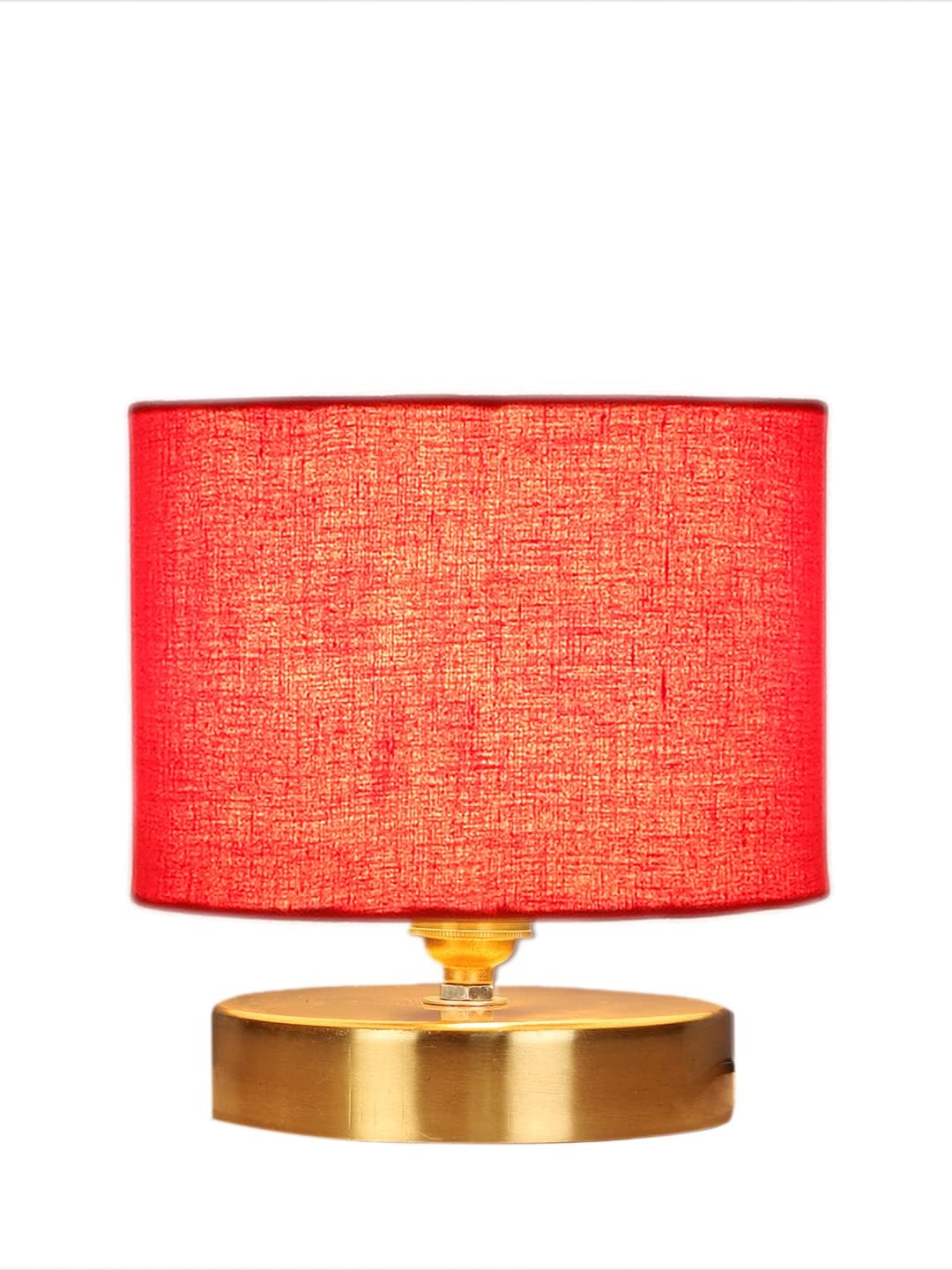 Red Cotton Table lamp with Gold Wood Base