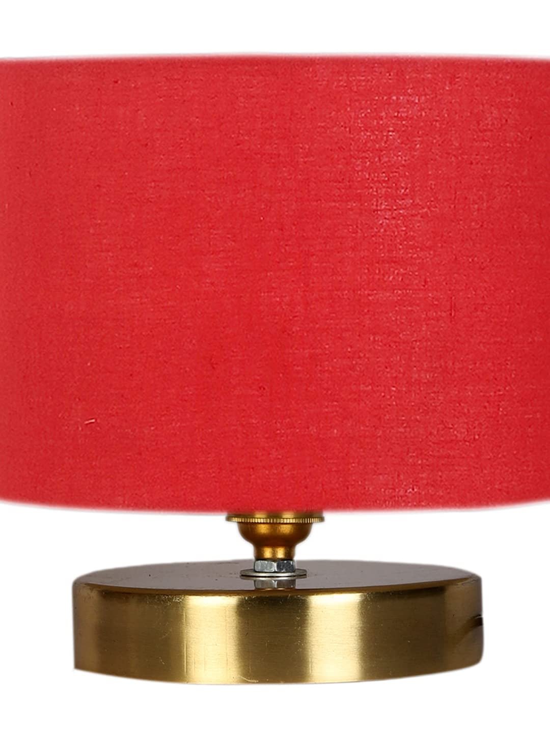 Red Cotton Table lamp with Gold Wood Base