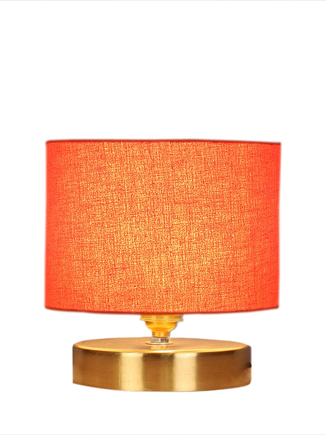 Orange Cotton Table lamp with Gold Wood Base