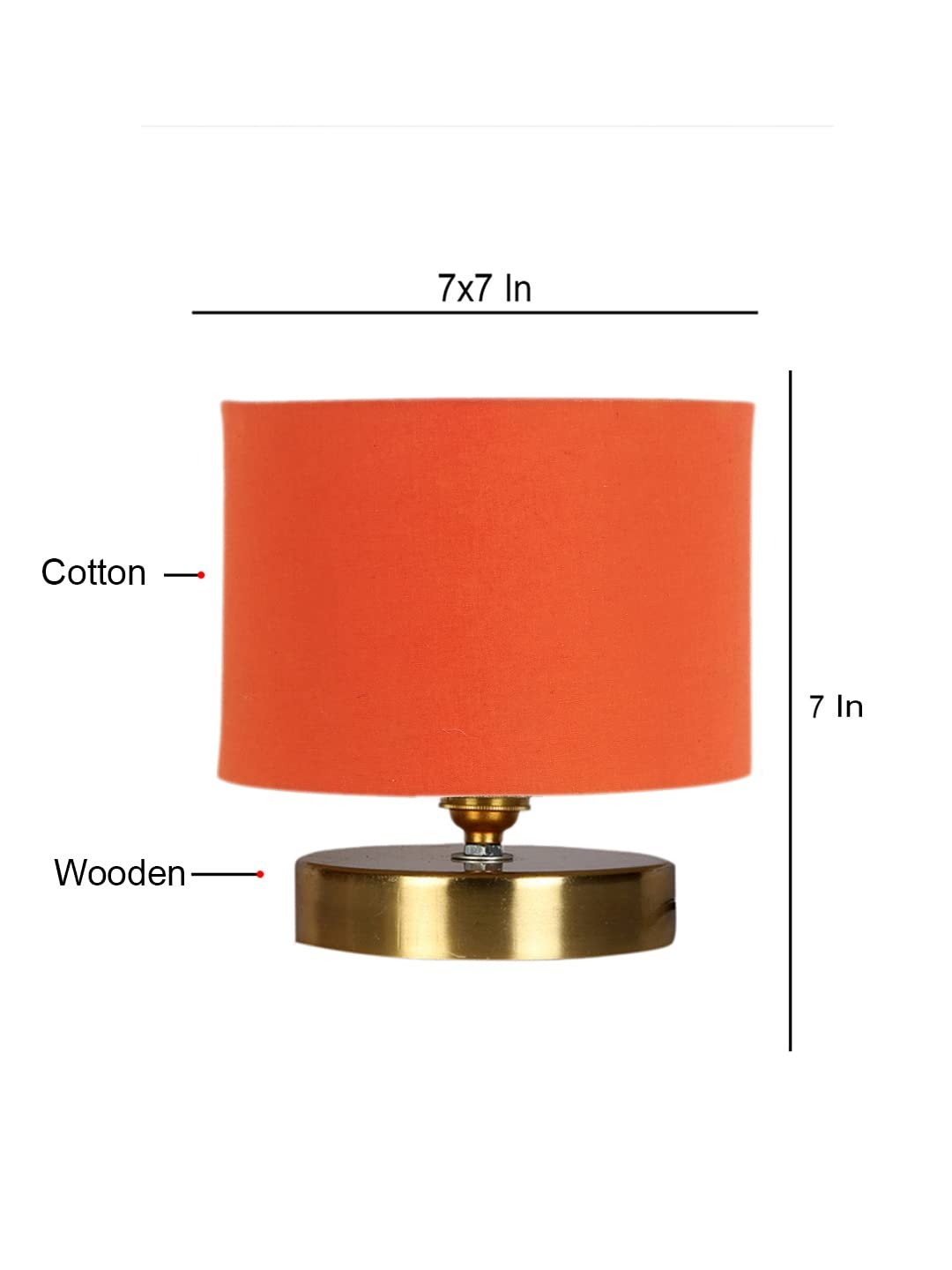 Orange Cotton Table lamp with Gold Wood Base