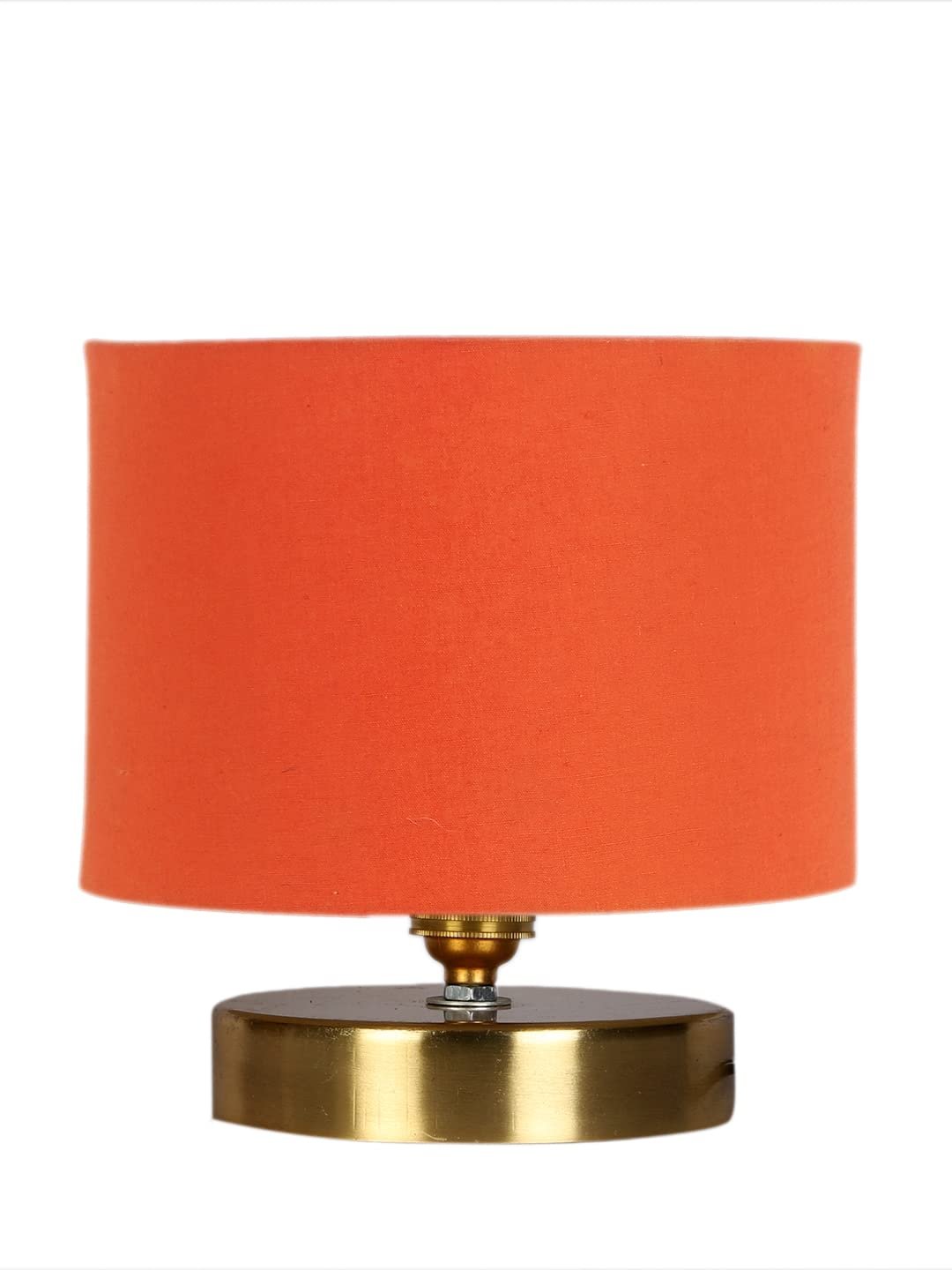 Orange Cotton Table lamp with Gold Wood Base