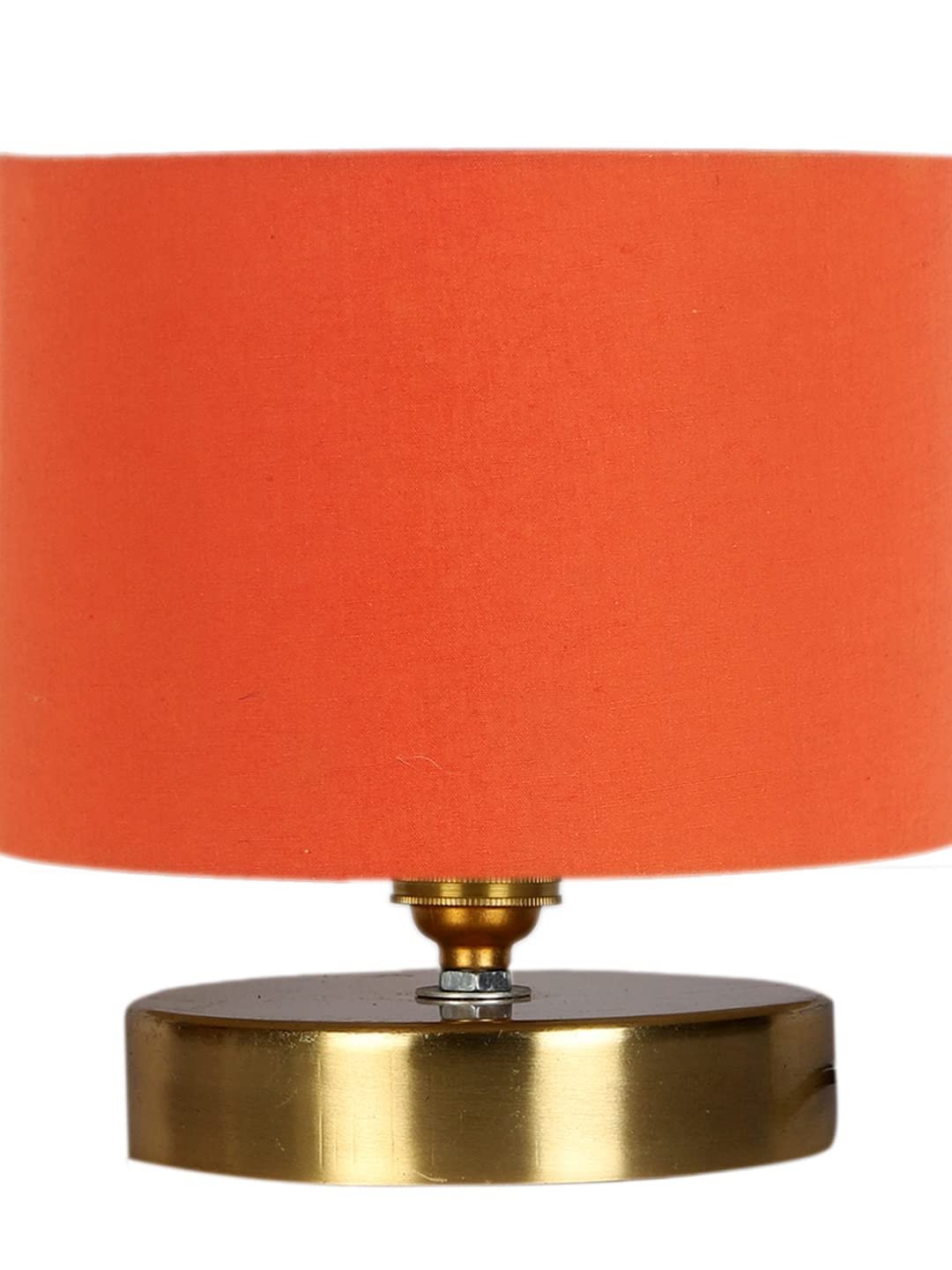 Orange Cotton Table lamp with Gold Wood Base