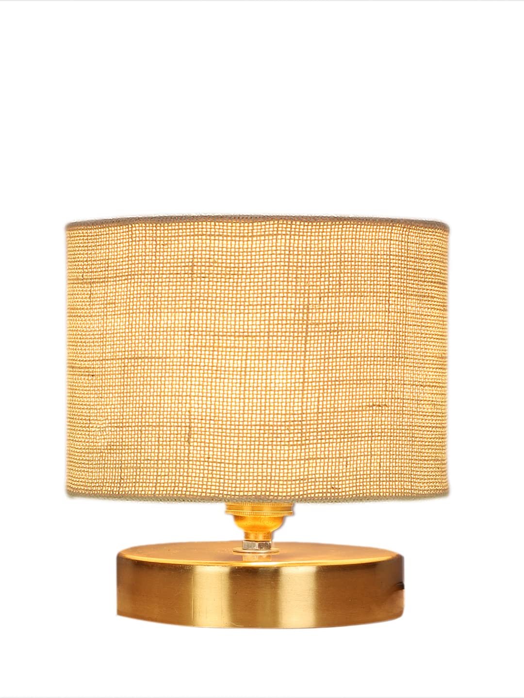 White Jute Table lamp with Gold Wood Base