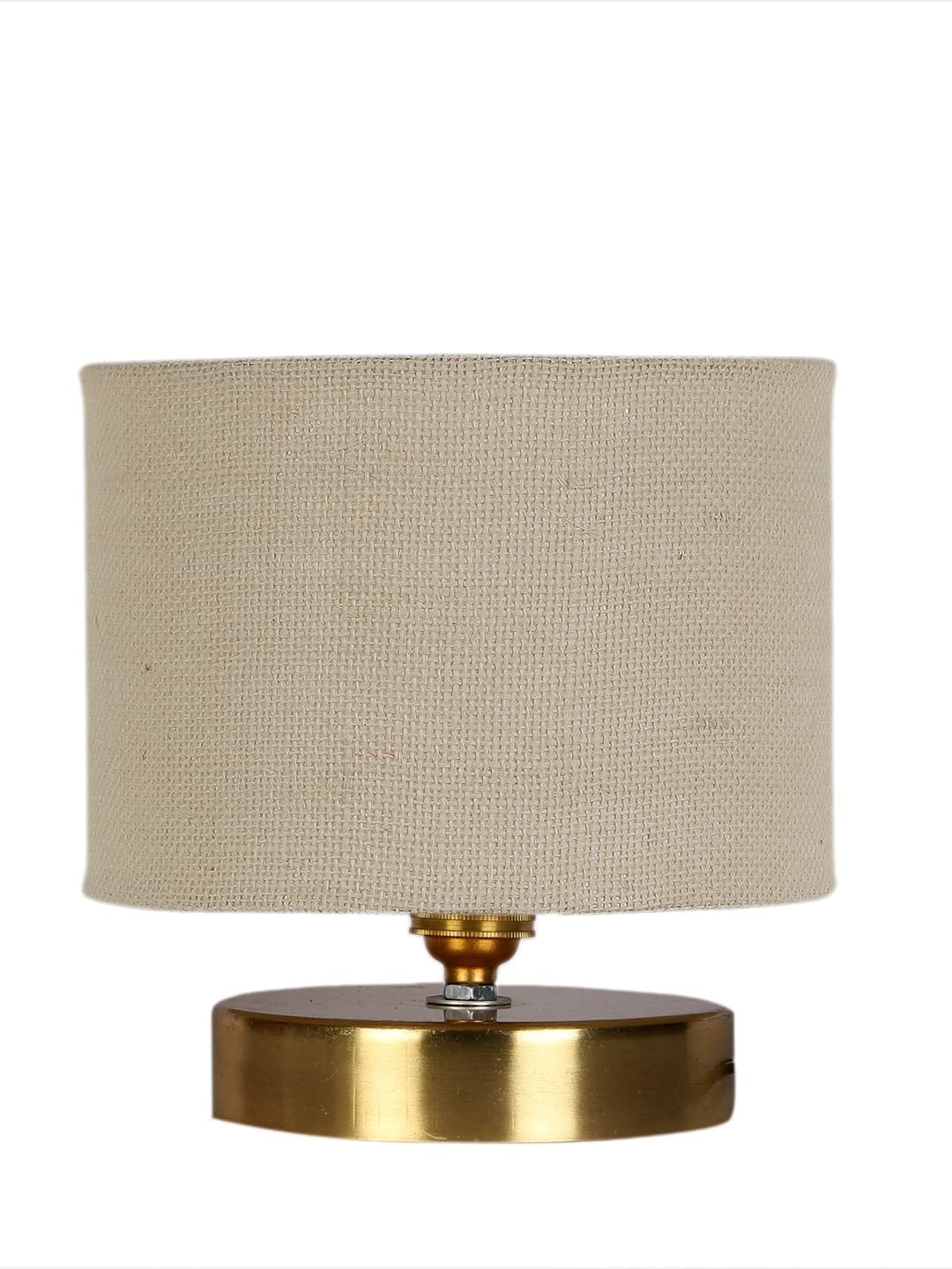 White Jute Table lamp with Gold Wood Base