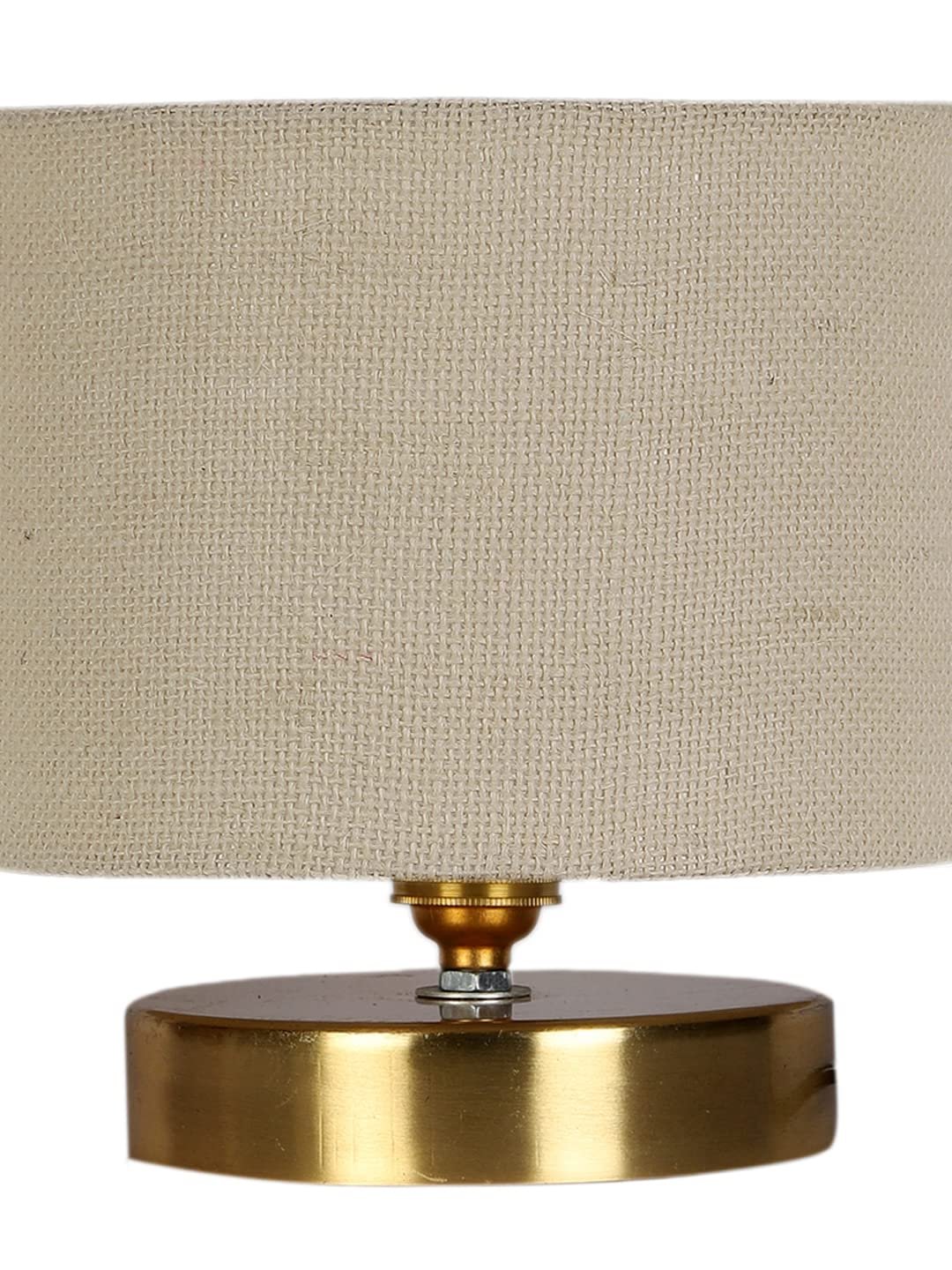 White Jute Table lamp with Gold Wood Base