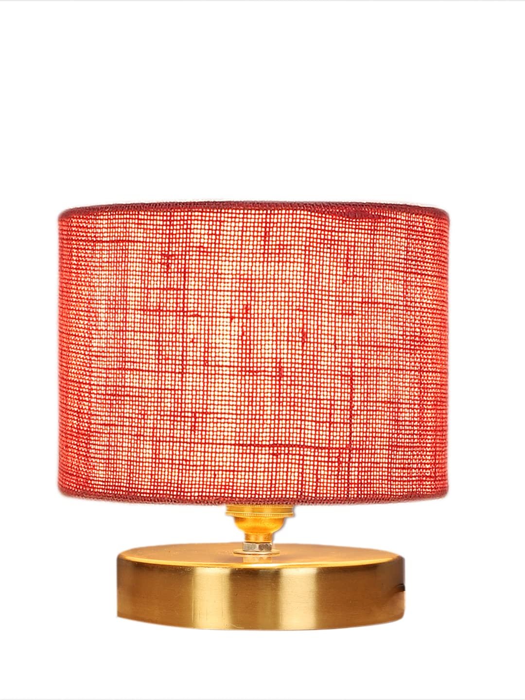 Pink Jute Table lamp with Gold Wood Base