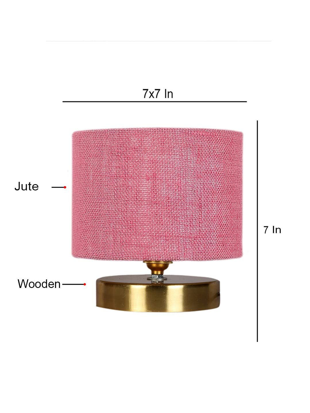 Pink Jute Table lamp with Gold Wood Base