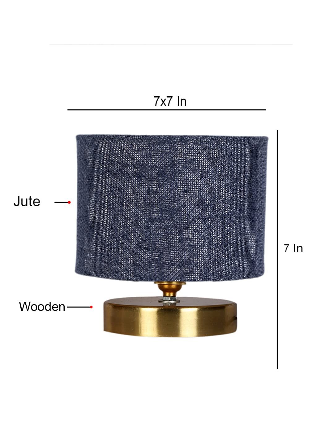 Blue Jute Table lamp with Gold Wood Base