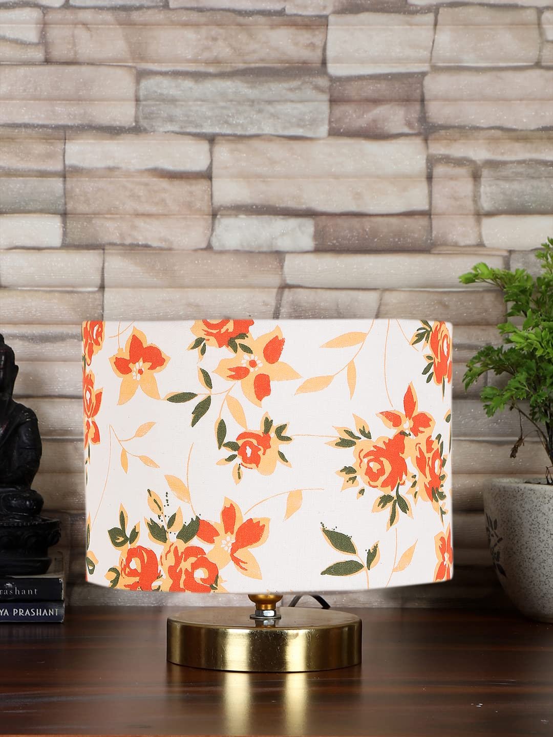 Multicolor Cotton Table lamp with Gold Wood Base(YK139)