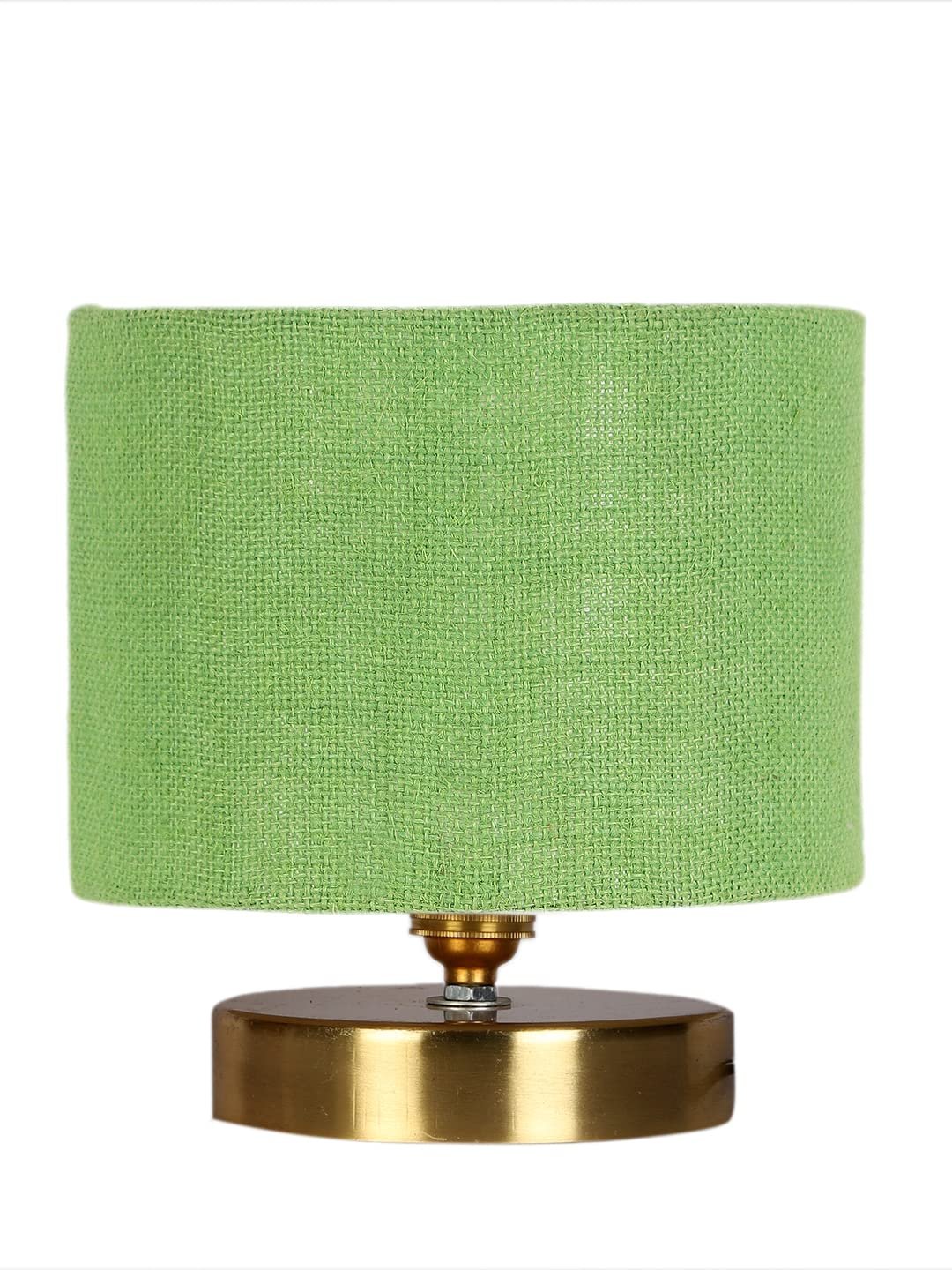Green Jute Table Lamp with Gold Wood Base