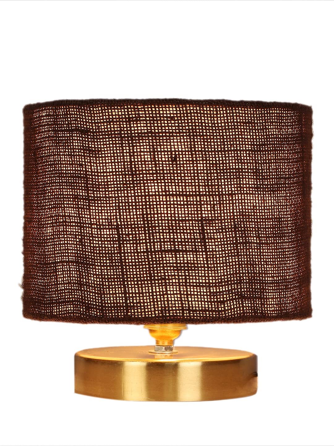 Gold Jute Table Lamp with Gold Wood Base