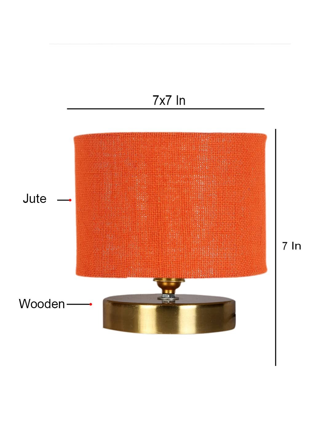 Orange Jute Table Lamp with Gold Wood Base