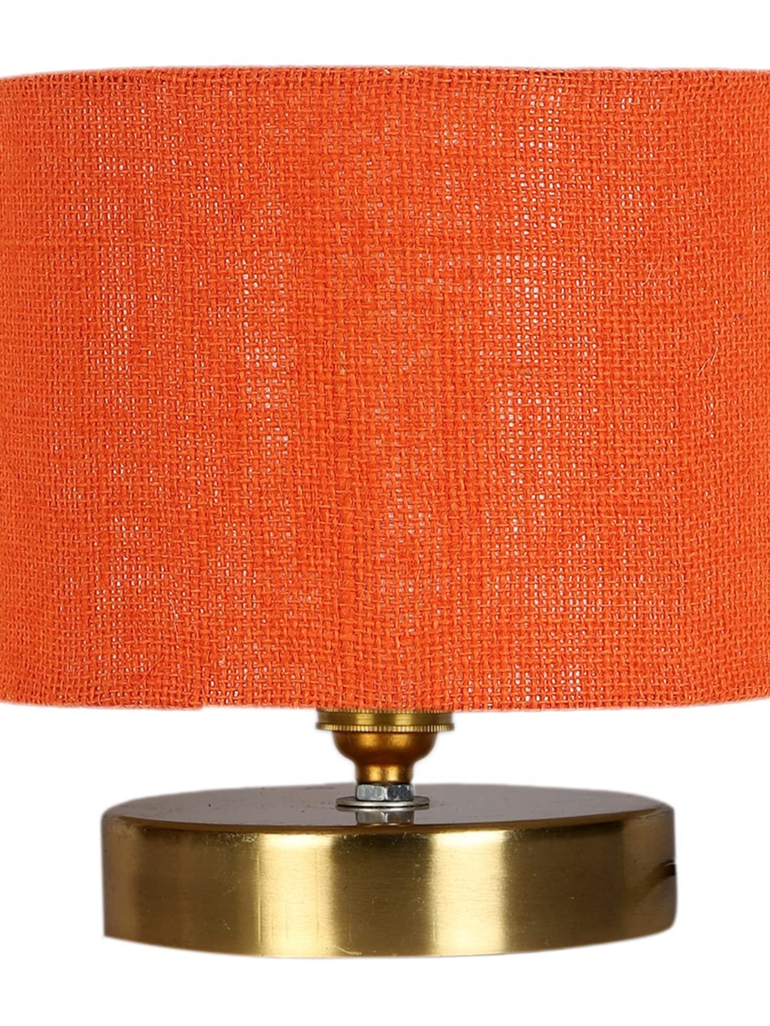 Orange Jute Table Lamp with Gold Wood Base