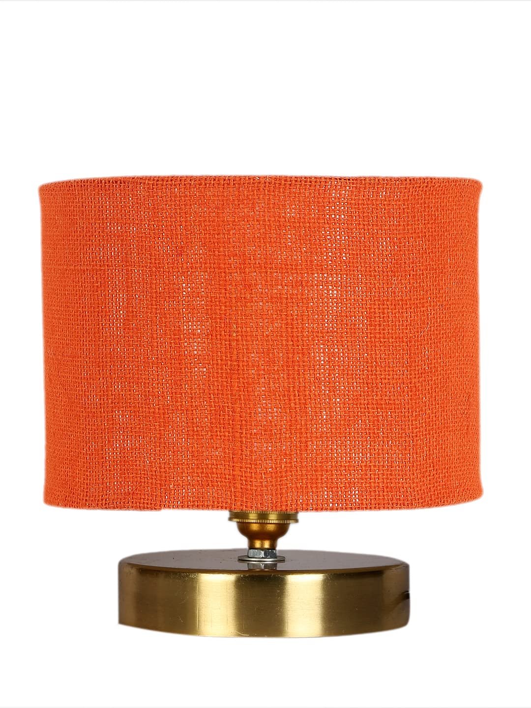 Orange Jute Table Lamp with Gold Wood Base