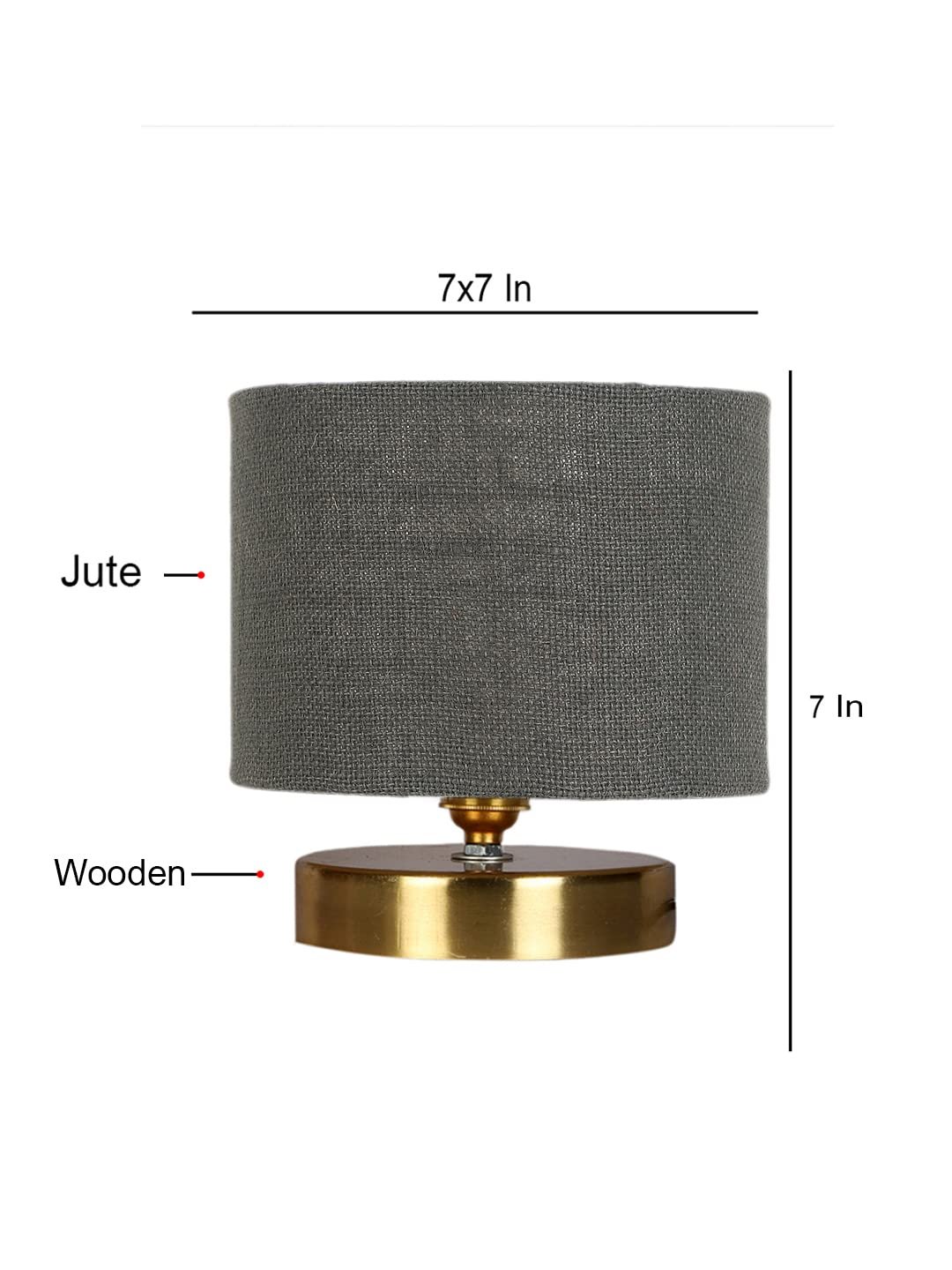 Grey Jute Table Lamp with Gold Wood Base