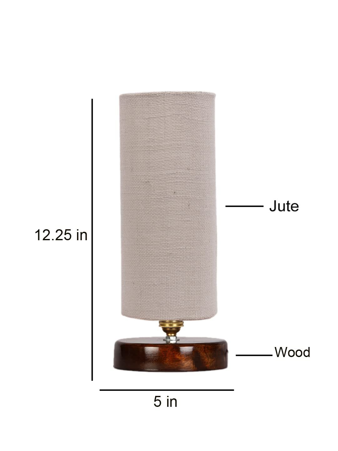 White Jute Table lamp with Brown Wood Base