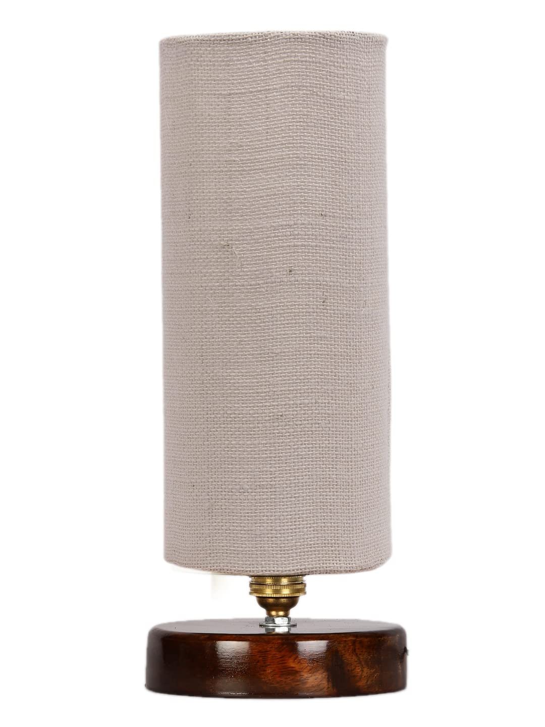 White Jute Table lamp with Brown Wood Base