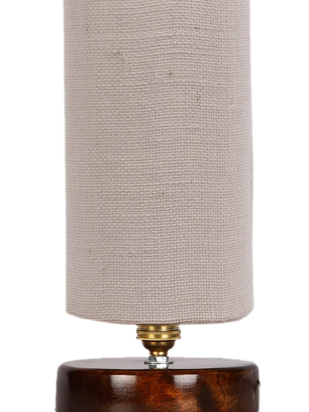 White Jute Table lamp with Brown Wood Base