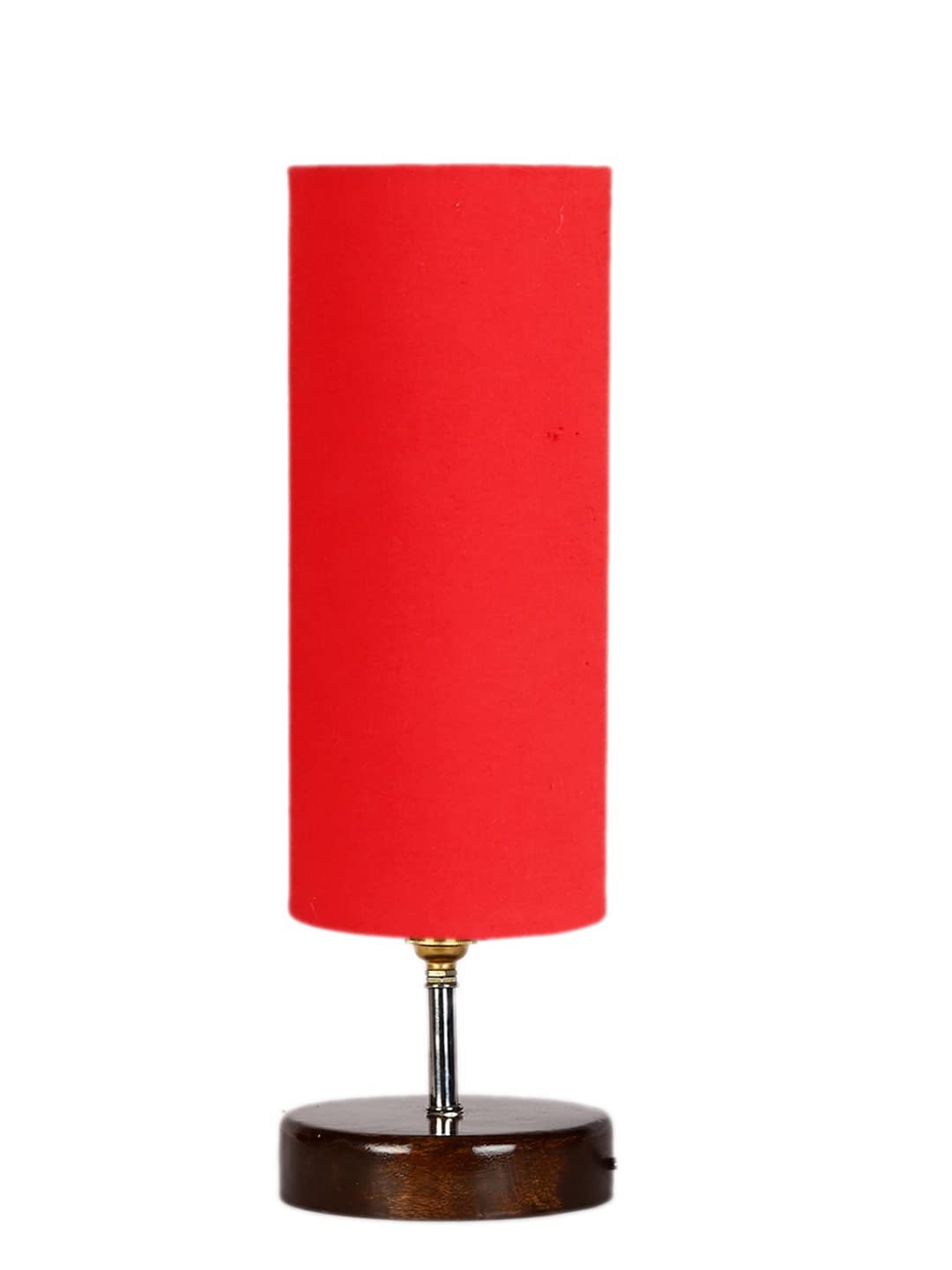 Red Cotton Table lamp with Brown Wood Base(YK64)
