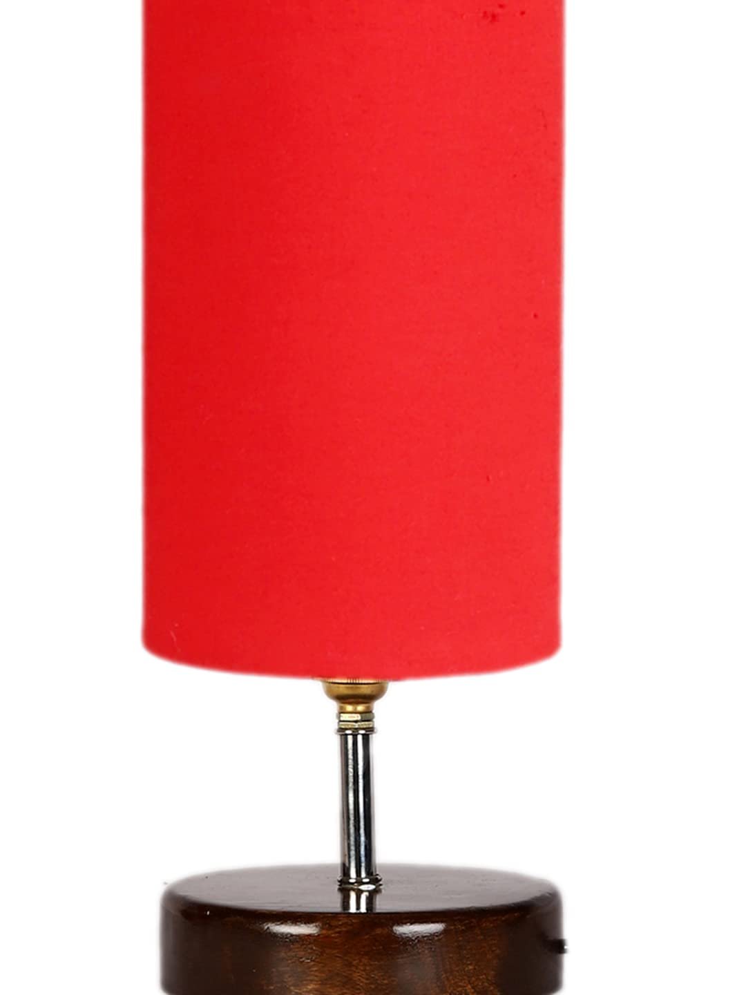 Red Cotton Table lamp with Brown Wood Base(YK64)