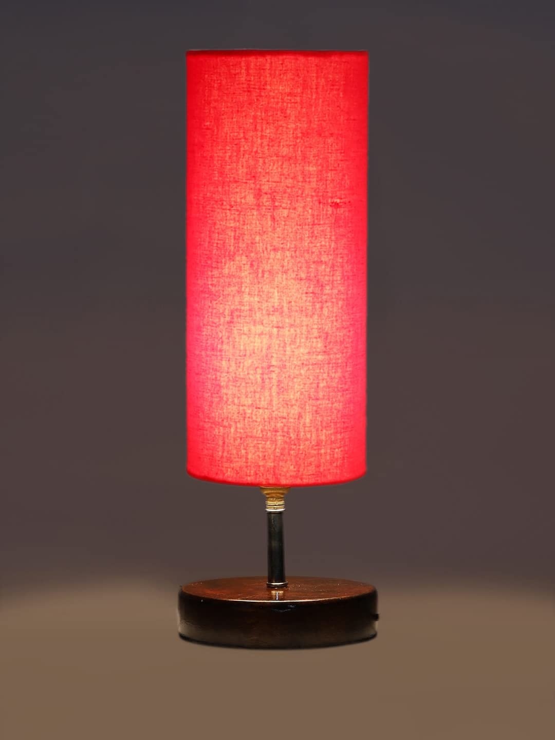 Orange Cotton Table lamp with Brown Wood Base(YK65)