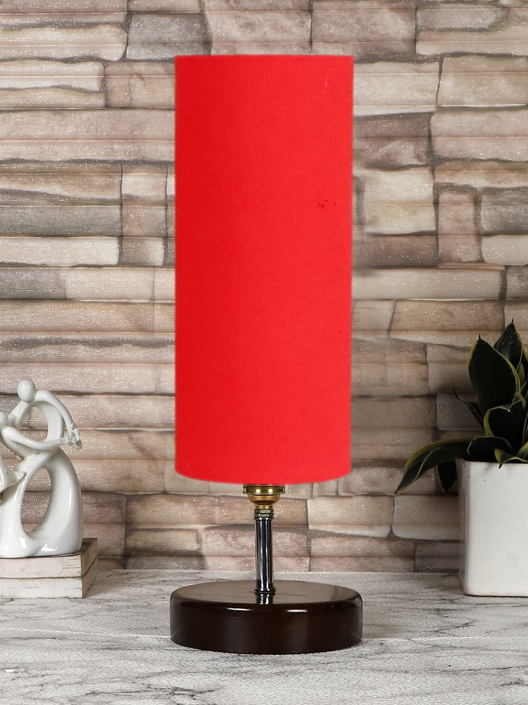 Orange Cotton Table lamp with Brown Wood Base(YK65)