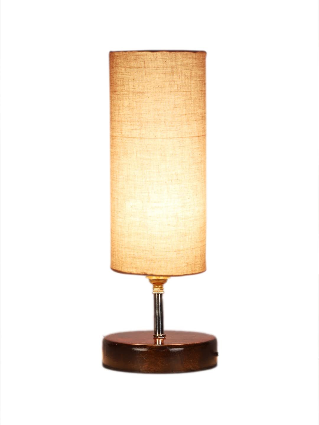 Grey Cotton Table lamp with Brown Wood Base(YK67)