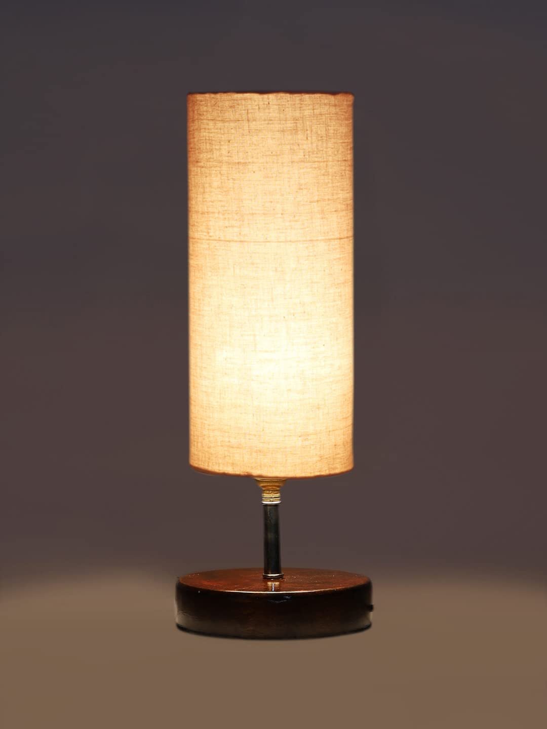 Grey Cotton Table lamp with Brown Wood Base(YK67)