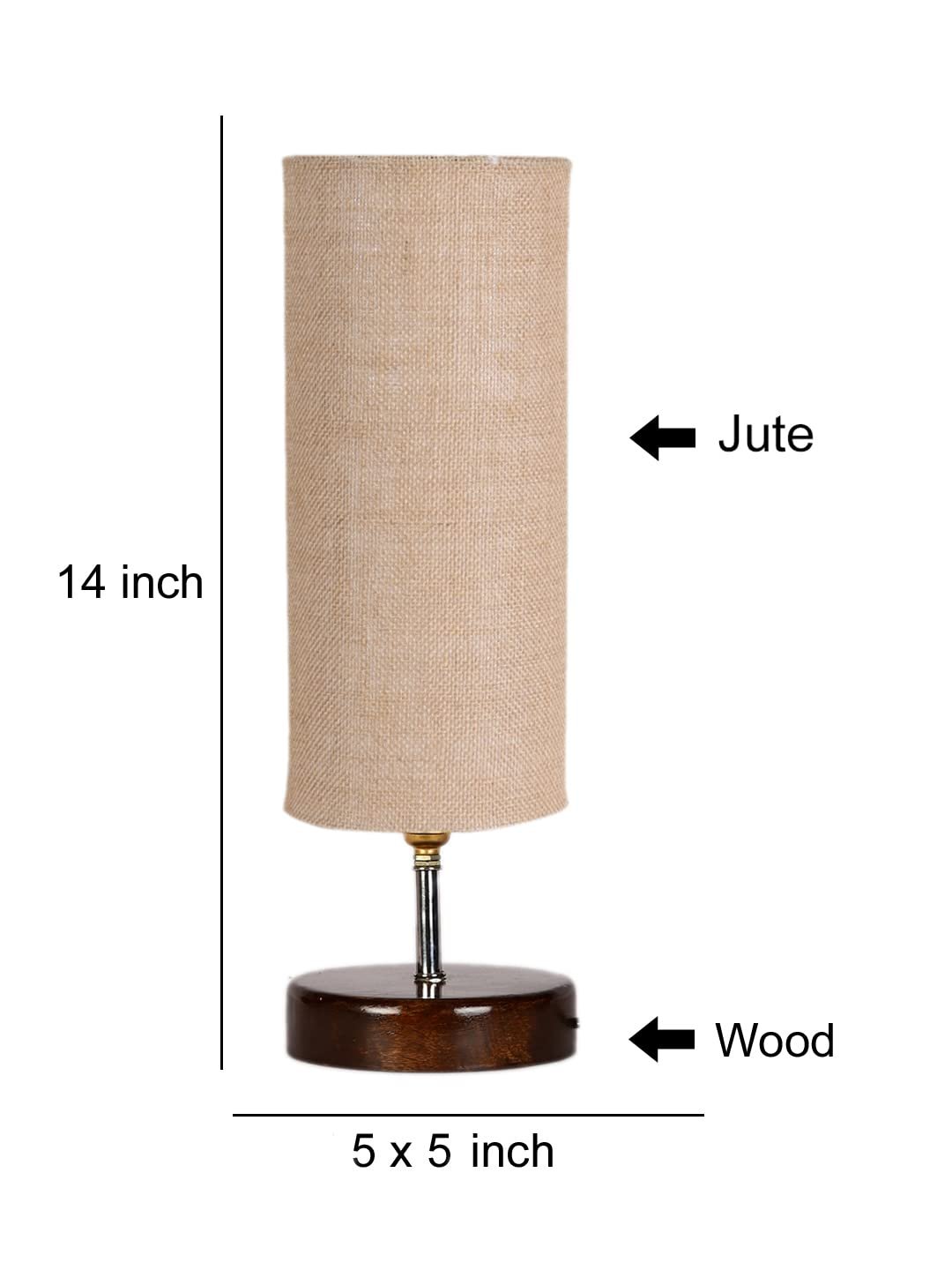Beige Jute Table lamp with Brown Wood Base(YK69)