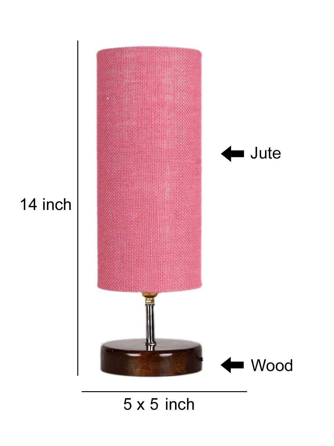 Pink Jute Table lamp with Brown Wood Base(YK72)