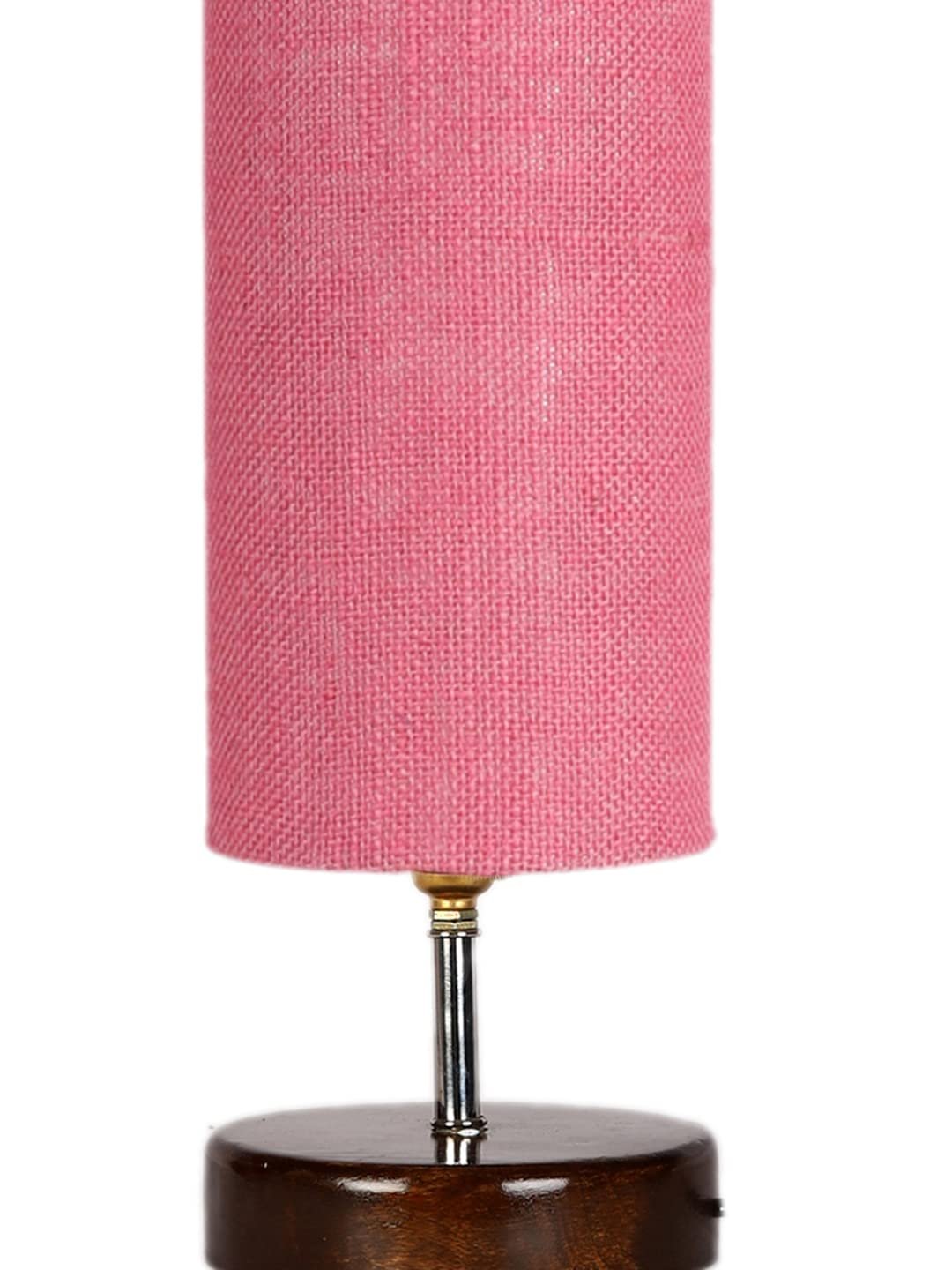 Pink Jute Table lamp with Brown Wood Base(YK72)