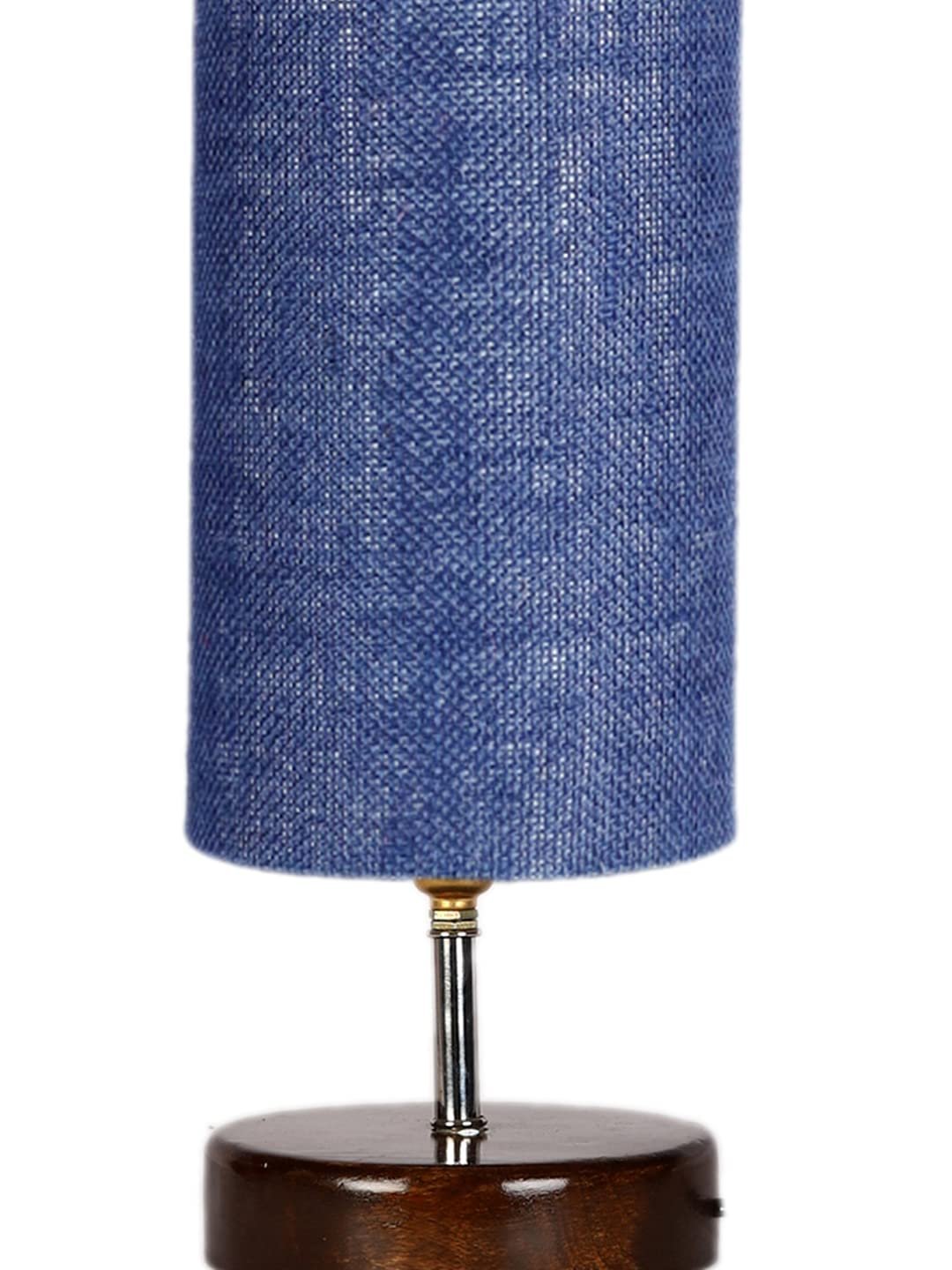 Blue Jute Table lamp with Brown Wood Base(YK74)