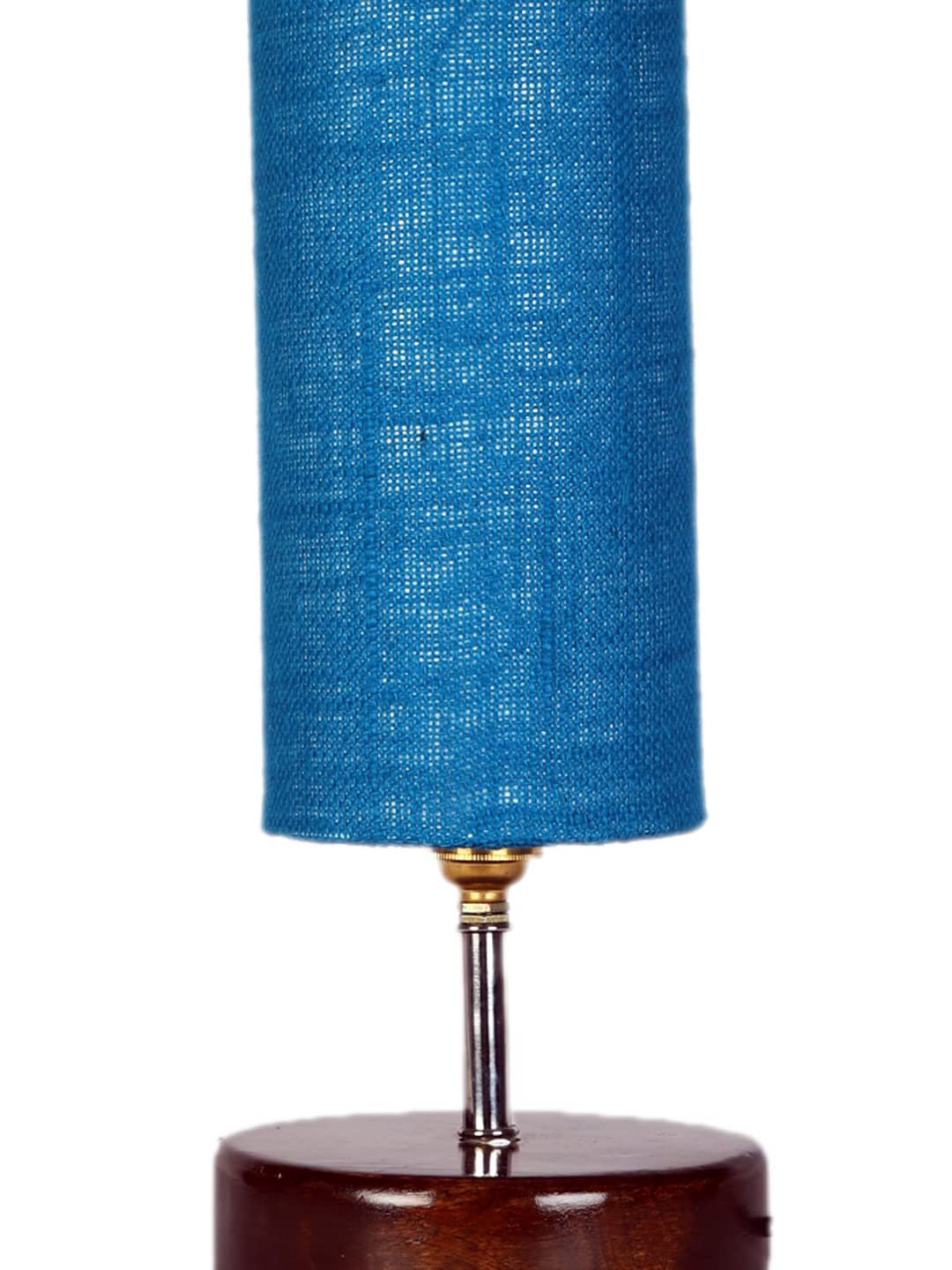 Turquoise Jute lamp with Brown Wood Base(YK76)