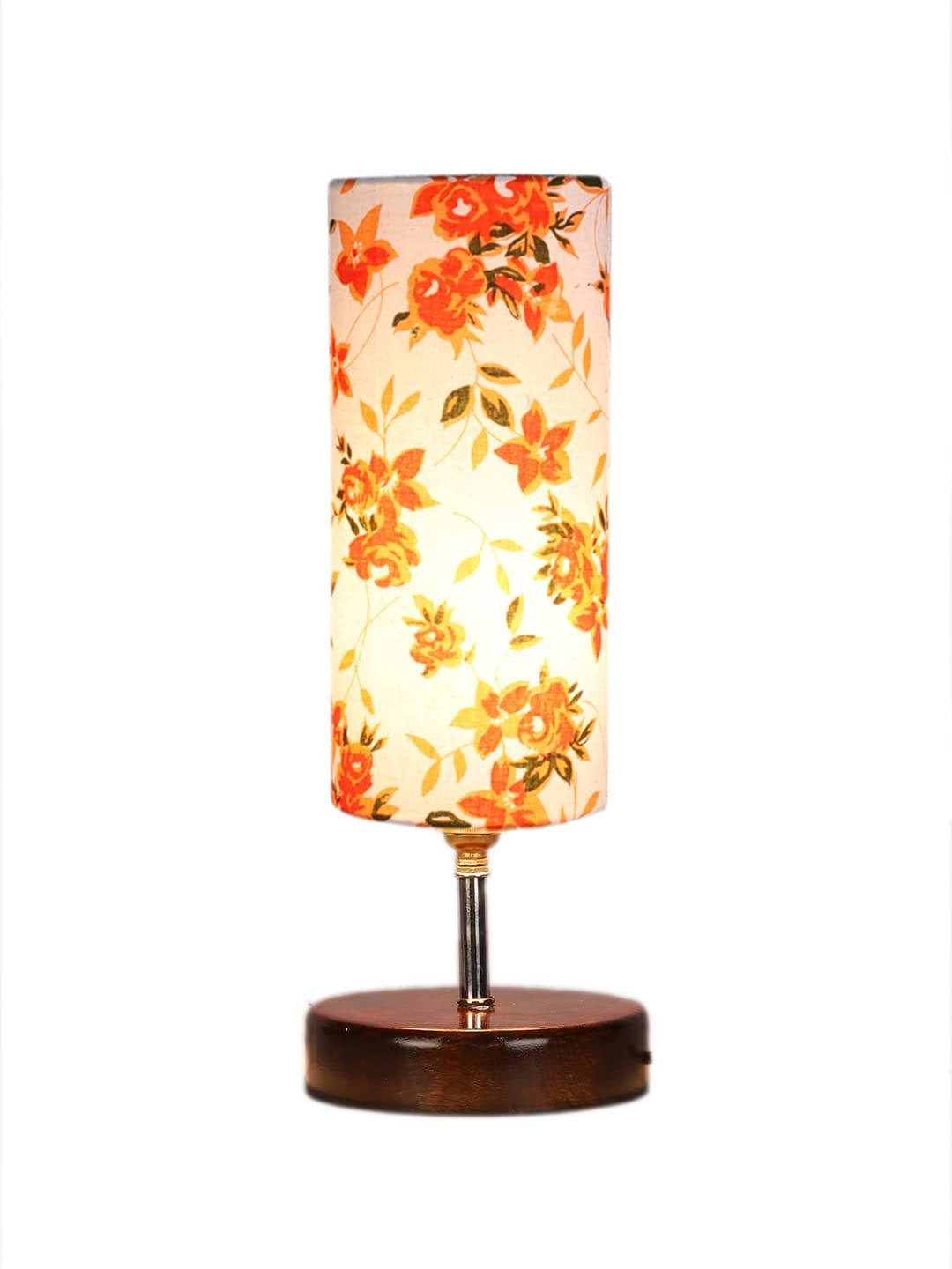 Multicolor Cotton Table lamp with Brown Wood Base(YK76)