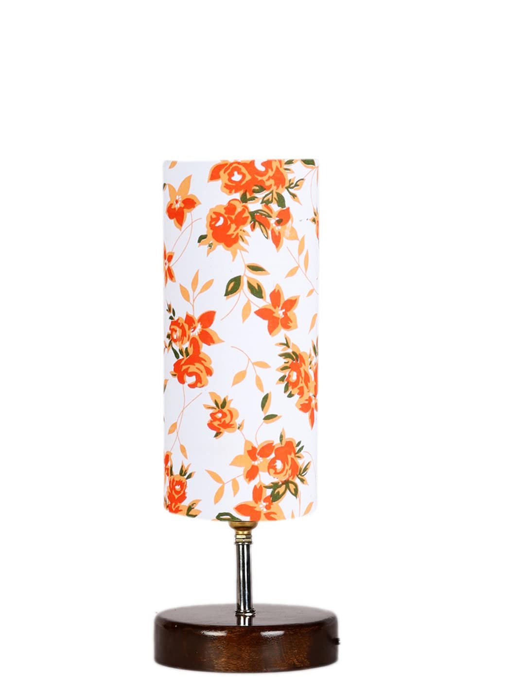 Multicolor Cotton Table lamp with Brown Wood Base(YK76)