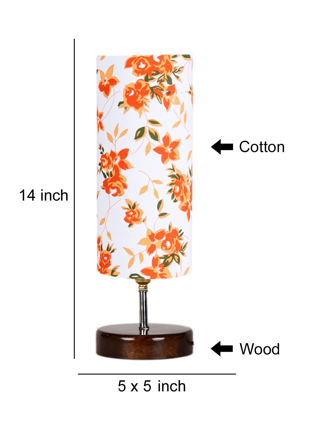 Multicolor Cotton Table lamp with Brown Wood Base(YK76)